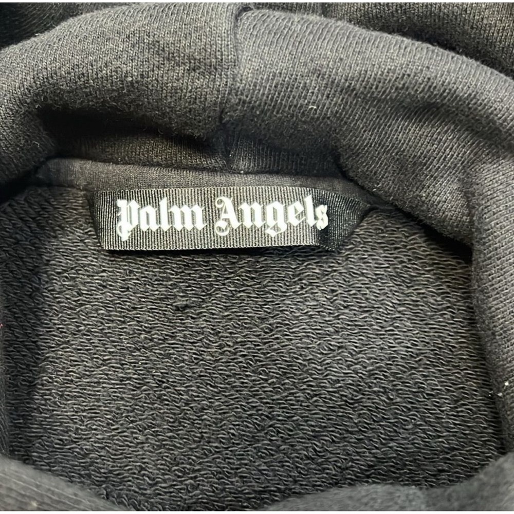 Palm Angels Cursive Logo Chenille Hoodie Black Men's - Medium - Kangaroo Pocket - Picture 4 of 10
